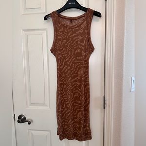 Skims summer mesh sheer mesh racer back tank dress with logos in brown